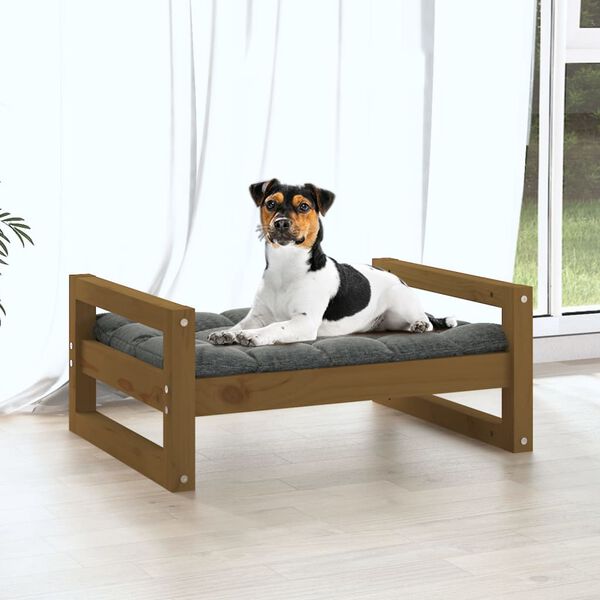 vidaXL Hundebett Honigbraun 55,5x45,5x28 cm Massivholz Kiefer