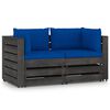 vidaXL 2-Sitzer Outdoor-Sofa mit Kissen Grau Impr&auml;gniertes Kiefernholz