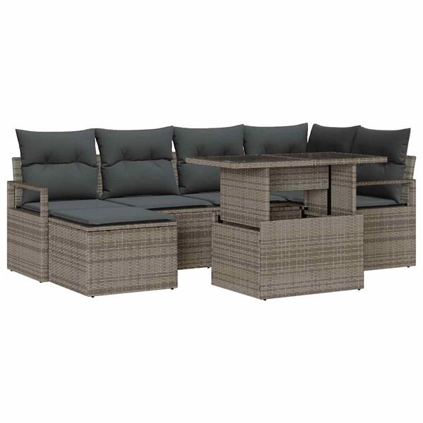 vidaXL Garten-Sofa-Set mit Kissen 7 pcs Grau
