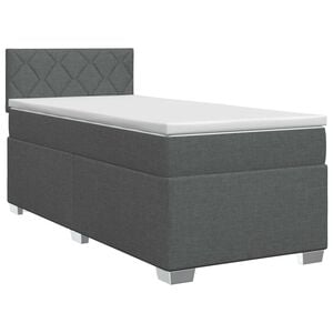 vidaXL Boxspringbett mit Matratze Dunkelgrau 90 x 200 cm Stoff