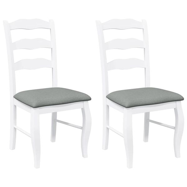 vidaXL Esszimmerstühle mit Kissen 2 Stk. Weiß Massivholz Gummibaum