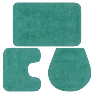 vidaXL Badematten-Set 3-tlg. Stoff T&uuml;rkis