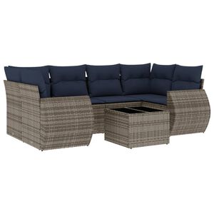 vidaXL 7-teiliges Gartensofa-Set mit Kissen, grau, Polyrattan