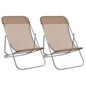 vidaXL Strandst&uuml;hle 2 Stk. Taupe Textilene & Pulverbeschichteter Stahl