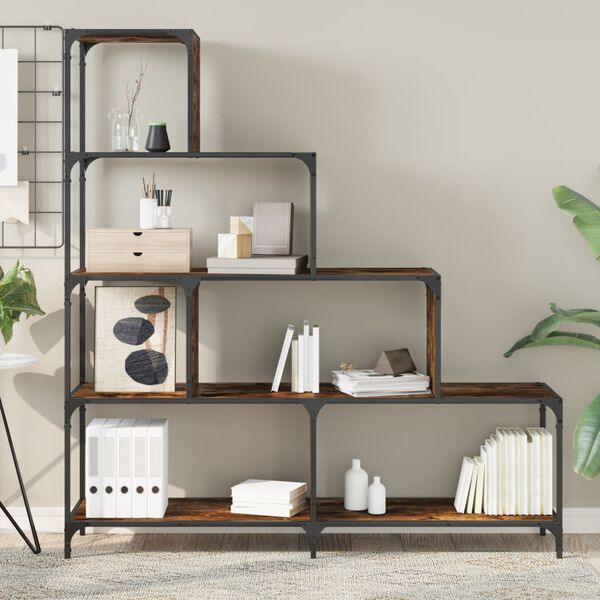 vidaXL Bücherregal 4 Etagen Räuchereiche 139x33,5x149 cm Holzwerkstoff