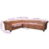 vidaXL Chesterfield-Ecksofa 6-Sitzer Kunstleder Braun