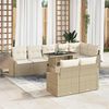 vidaXL Garten-Sofa-Set mit Kissen mit Speicher 9 pcs Beige und Creme