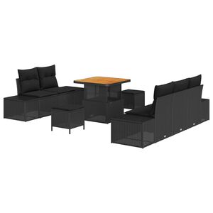 vidaXL Gartensofa-set mit Kissen 8 pcs Schwarz Poly-Rattan