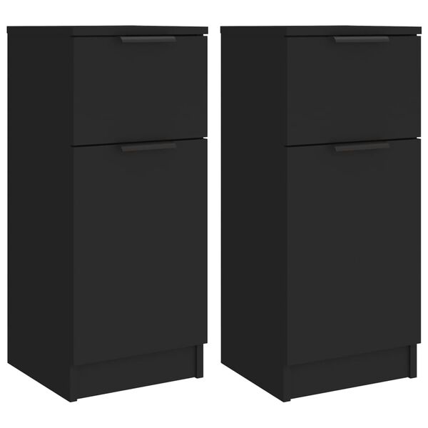 vidaXL Sideboards 2 Stk. Schwarz 30x30x70 cm Holzwerkstoff