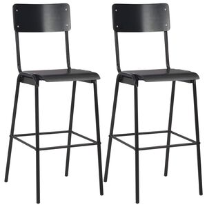vidaXL Barhocker 2 Stk. Schwarz Massives Sperrholz Stahl
