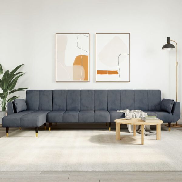 vidaXL Schlafsofa in L-Form Dunkelgrau 275x140x70 cm Samt