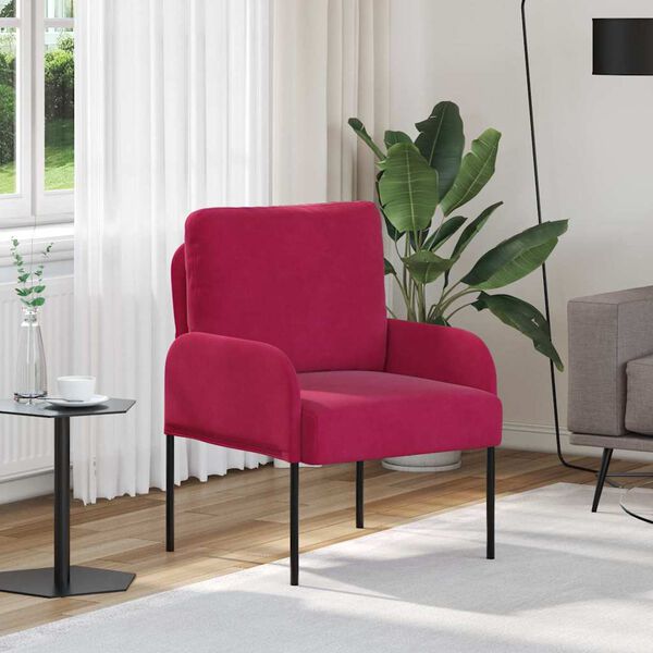 vidaXL Sofas mit Kissen 55cm Weinrot Sperrholz