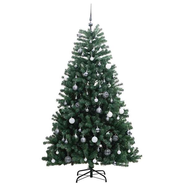 vidaXL K&uuml;nstlicher Weihnachtsbaum Klappbar 300 LEDs & Kugeln 180 cm