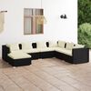 vidaXL 7-tlg. Garten-Lounge-Set mit Kissen Poly Rattan Schwarz