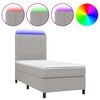 vidaXL Boxspringbett mit Matratze & LED Hellgrau 90x200 cm Stoff