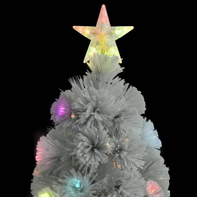 vidaXL Künstlicher Weihnachtsbaum mit Beleuchtung Weiß 180cm Glasfaser