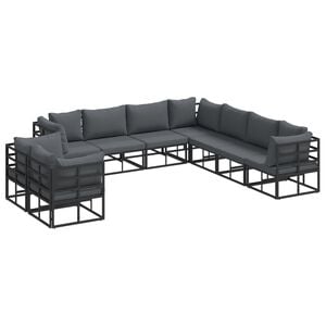 vidaXL Gartensofa-set mit Kissen 9 pcs Schwarz Aluminium