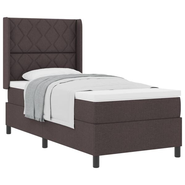 vidaXL Boxspringbett mit Matratze Dunkelbraun 90 x 200 cm Stoff