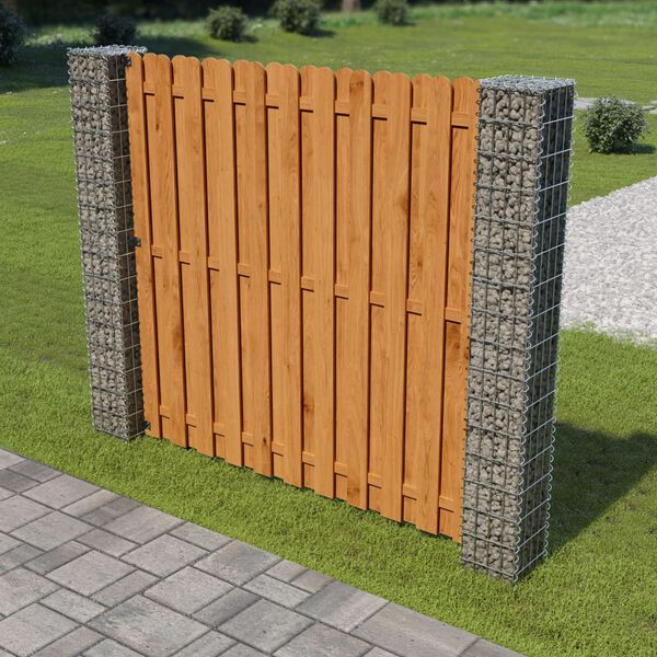 vidaXL Gartenzaun mit Gabionen-Pfosten Kiefernholz 180x180 cm