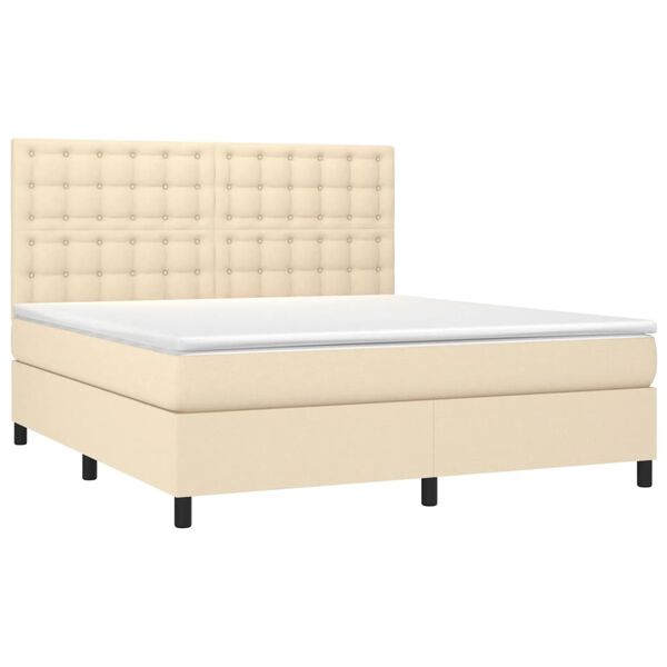 vidaXL Boxspringbett mit Matratze Creme 180x200 cm Stoff