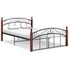 vidaXL Bettgestell Schwarz Metall und Massivholz Eiche 140x200 cm