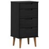 vidaXL Kommode MOLDE Schwarz 40 x 35 x 82 cm Massives Kiefernholz