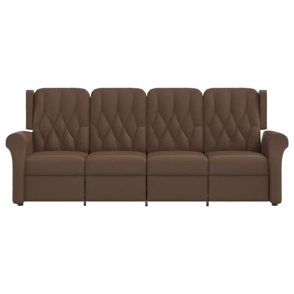 vidaXL 4-Sitzer Massagesessel Braun Gl&auml;nzend Kunstleder