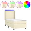 vidaXL Boxspringbett mit Matratze & LED Creme 90x190 cm Kunstleder