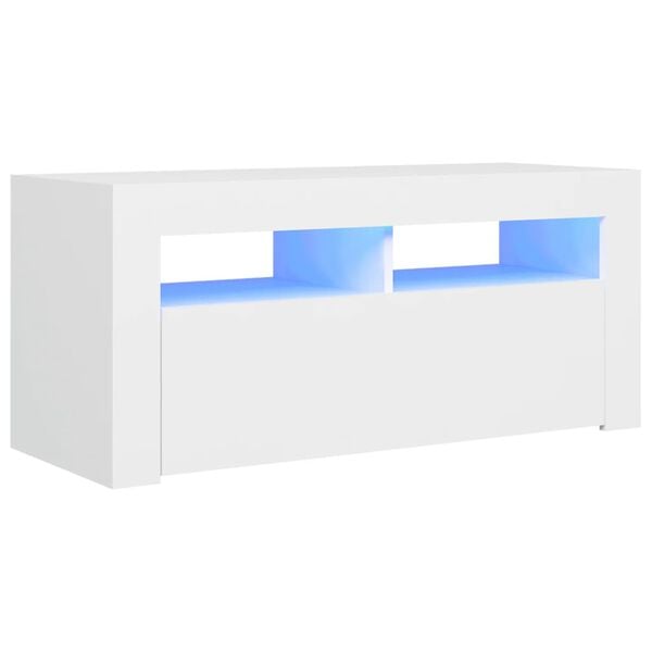 vidaXL TV-Schrank mit LED-Leuchten Weiß 90x35x40 cm