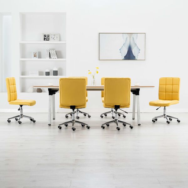 vidaXL Esszimmerst&uuml;hle 6 Stk. Gelb Stoff