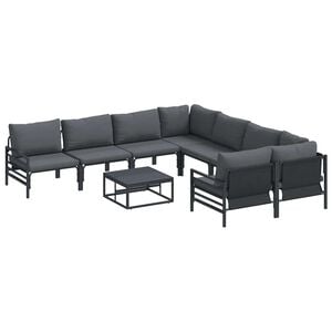 vidaXL Gartensofa-set 9 stk. Schwarz Stahl