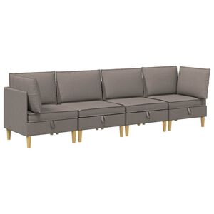 vidaXL Modular Sofa Set mit Stauraum 4 pcs Taupe Stoff