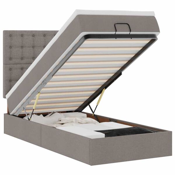 vidaXL Ottoman-Bett mit Matratze Taupe 90x200 cm Stoff
