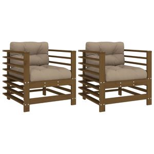 vidaXL Gartenst&uuml;hle mit Kissen 2 Stk. Honigbraun Massivholz Kiefer
