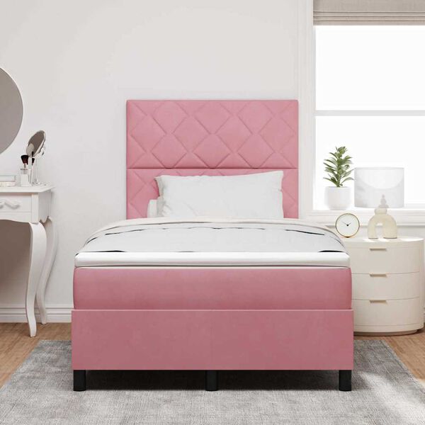 vidaXL Boxspringbett mit Matratze mit Kopfteil Rosa 120 x 190 cm Samt