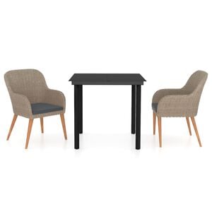 vidaXL 3-tlg. Garten-Essgruppe mit Kissen Braun