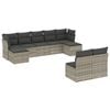 vidaXL 9-tlg. Garten-Sofagarnitur mit Kissen Hellgrau Poly Rattan