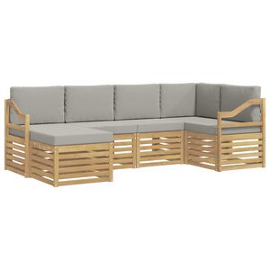 vidaXL Outdoor-Sofagarnitur 6 stk. Wei&szlig; und Hellgrau Polyester