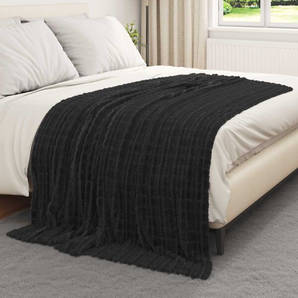 vidaXL &Uuml;berwurfdecke Schwarz 200 x 150 cm Fleece