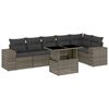 vidaXL 7-tlg. Garten-Sofagarnitur mit Kissen Grau Poly Rattan