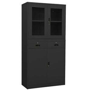 vidaXL B&uuml;roschrank Anthrazit 90x40x180 cm Stahl geh&auml;rtetes Glas
