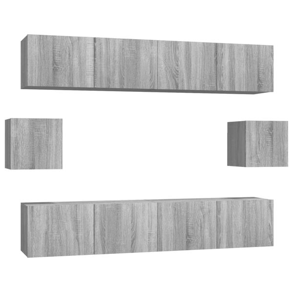 vidaXL 6-tlg. TV-Schrank-Set Grau Sonoma Holzwerkstoff