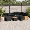 vidaXL 10-tlg. Garten-Sofagarnitur mit Kissen Schwarz Poly Rattan