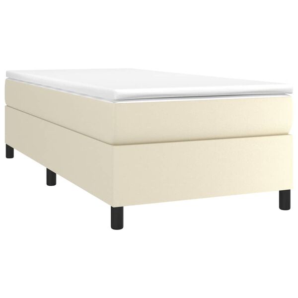vidaXL Boxspringbett mit Matratze Creme 90x200 cm Kunstleder