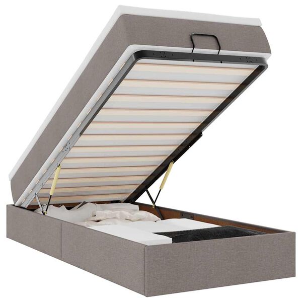 vidaXL Ottoman-Bett mit Matratze Taupe 90x190 cm Stoff
