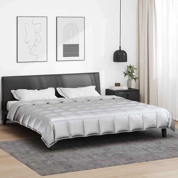 vidaXL Sommerdecke Silber 200 x 220 cm Satin und Mikrofaser