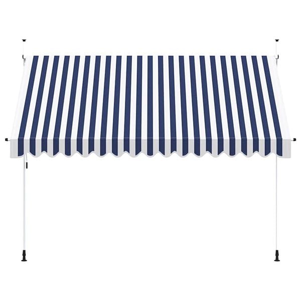 vidaXL Einziehbare Markise Handbetrieben 350 cm Blau/Wei&szlig; Gestreift