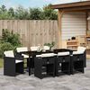 vidaXL Garten Essgruppe mit Kissen 9 pcs Schwarz Poly-Rattan
