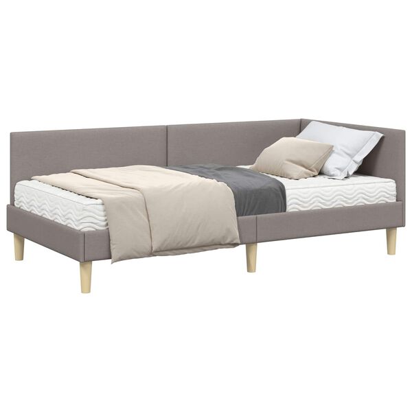 vidaXL Eckbettgestell mit Matratze Sonstiges 2 pcs Taupe Stoff