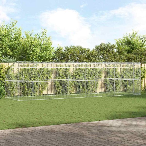 vidaXL Hundek&auml;fig mit Speicher 4 pcs Silber 8 x 2 x 2 m Stahl